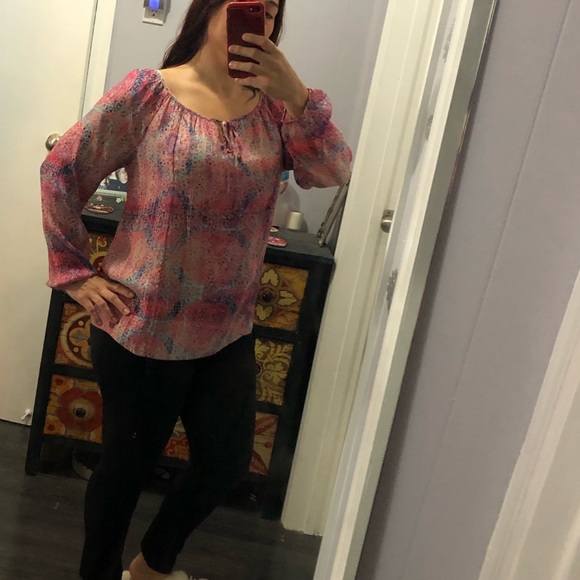 Tangerine NYC Roselette Long Sleeve Boho Top - Picture 2 of 8